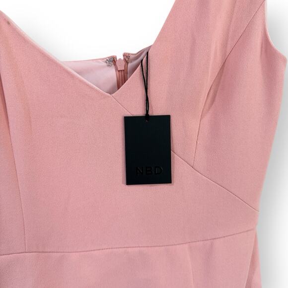 NEW Revolve NBD Adios Asymmetrical Mini Dress Size M Blush Pink Crepe Party - Picture 5 of 14